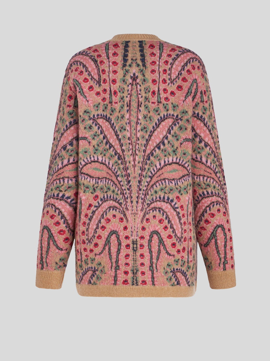 ROUND NECK JACQUARD CARDIGAN - 6