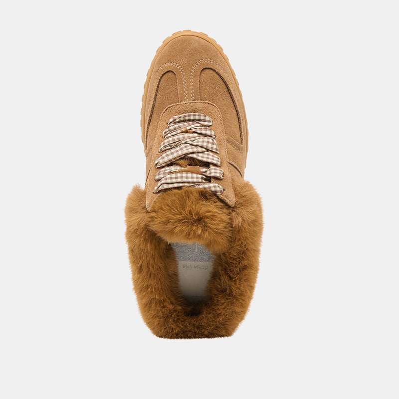 IZZEY PLUSH SNEAKERS LT BROWN SUEDE 8