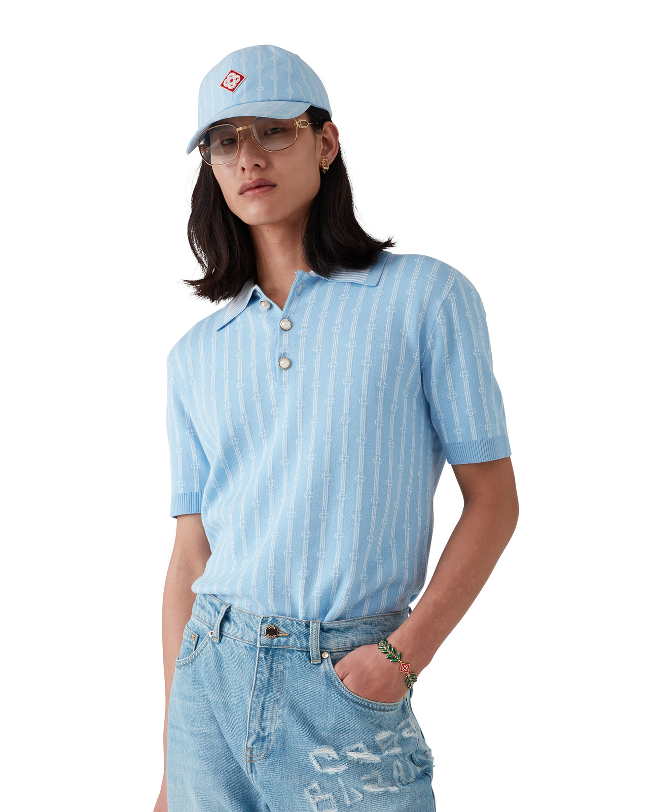 Laurel Stripe Logo Patch Cap | Casablanca Paris - 4