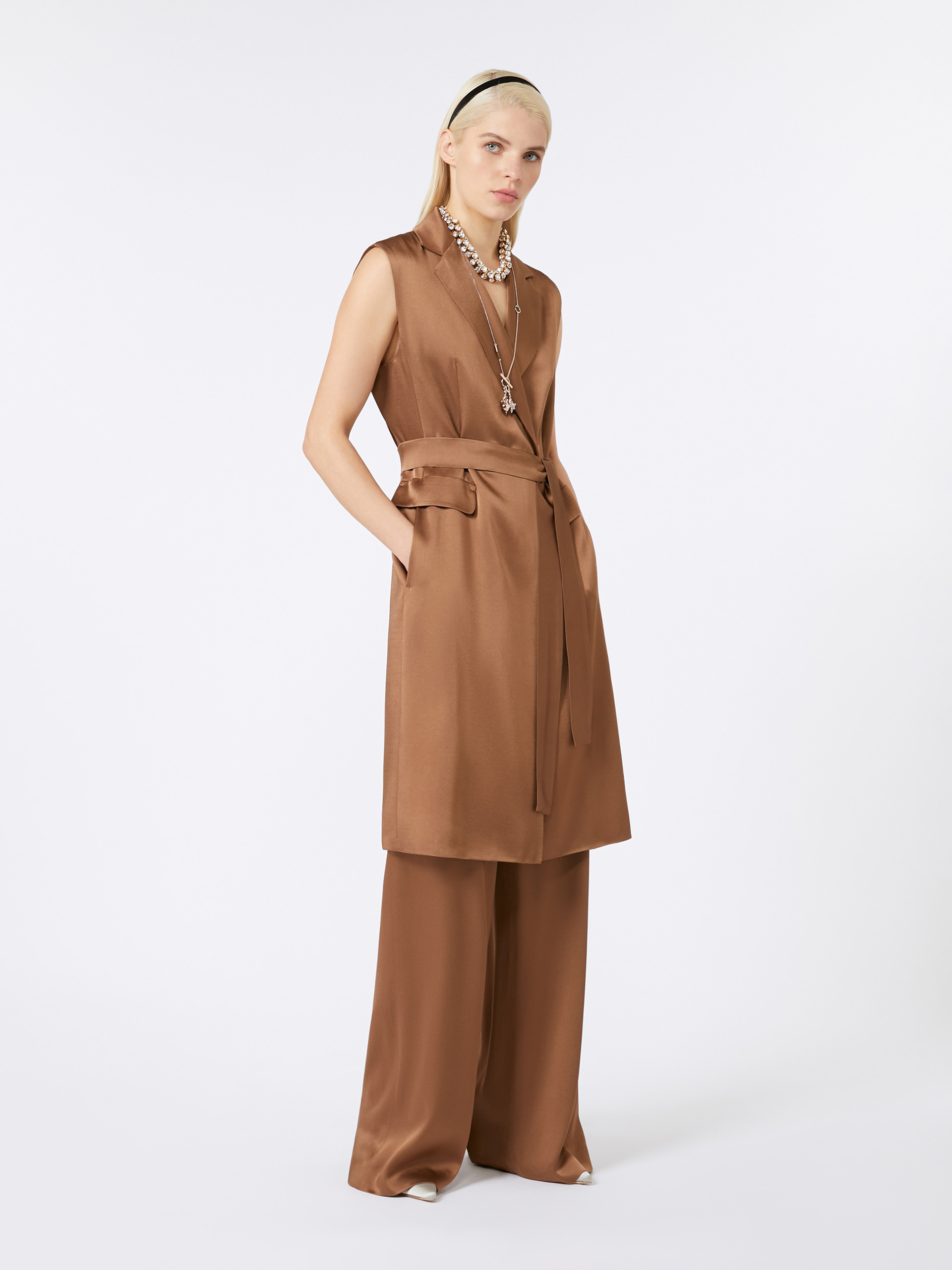 AFGANO Envers satin sleeveless jacket - 2