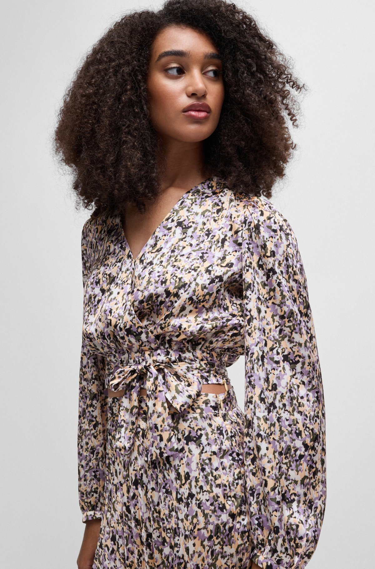 SLIM-FIT BLOUSE IN PRINTED SATIN TWILL - 6