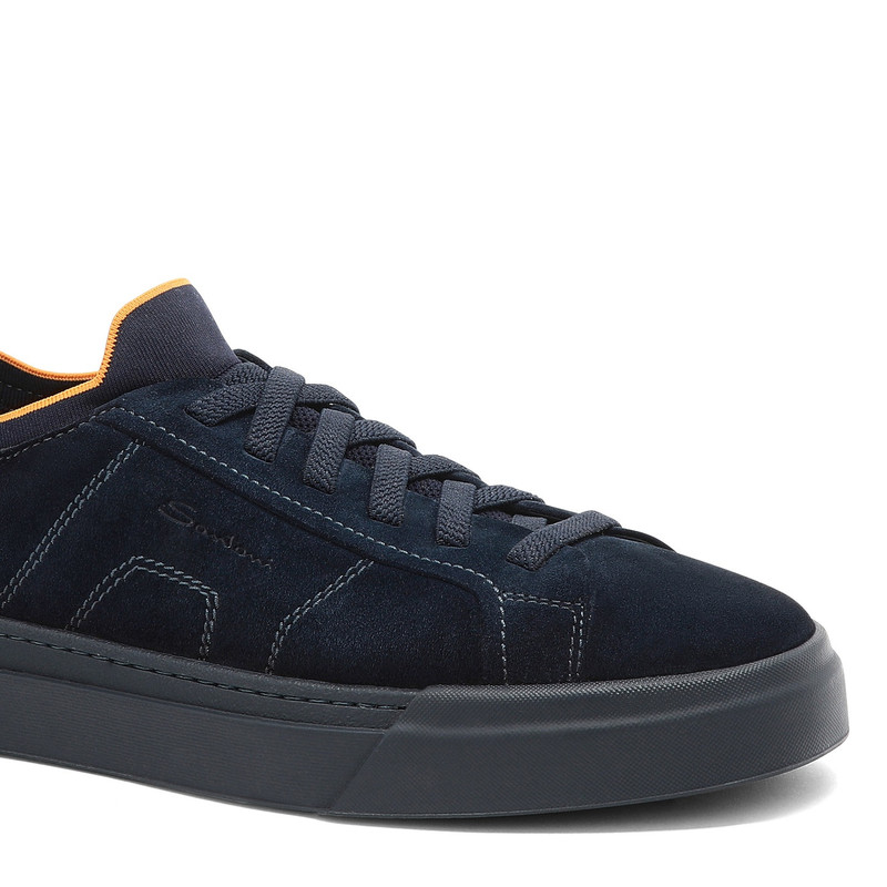 Men's blue suede and leather slip-on sneaker 6