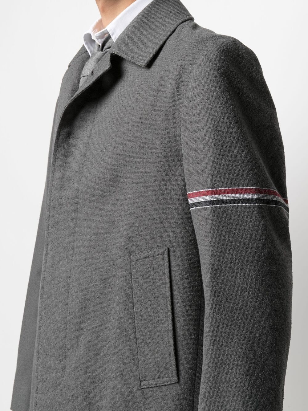 RWB stripe single-breasted coat - 5