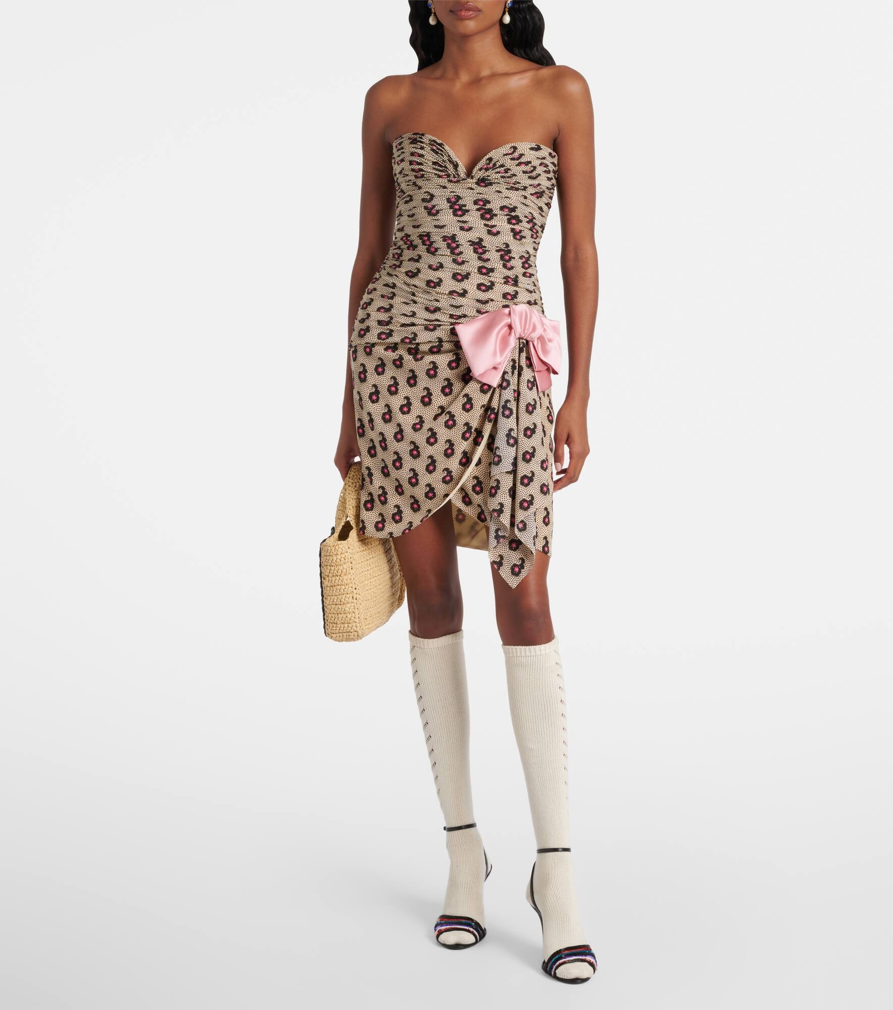 Bow-detail silk minidress - 6