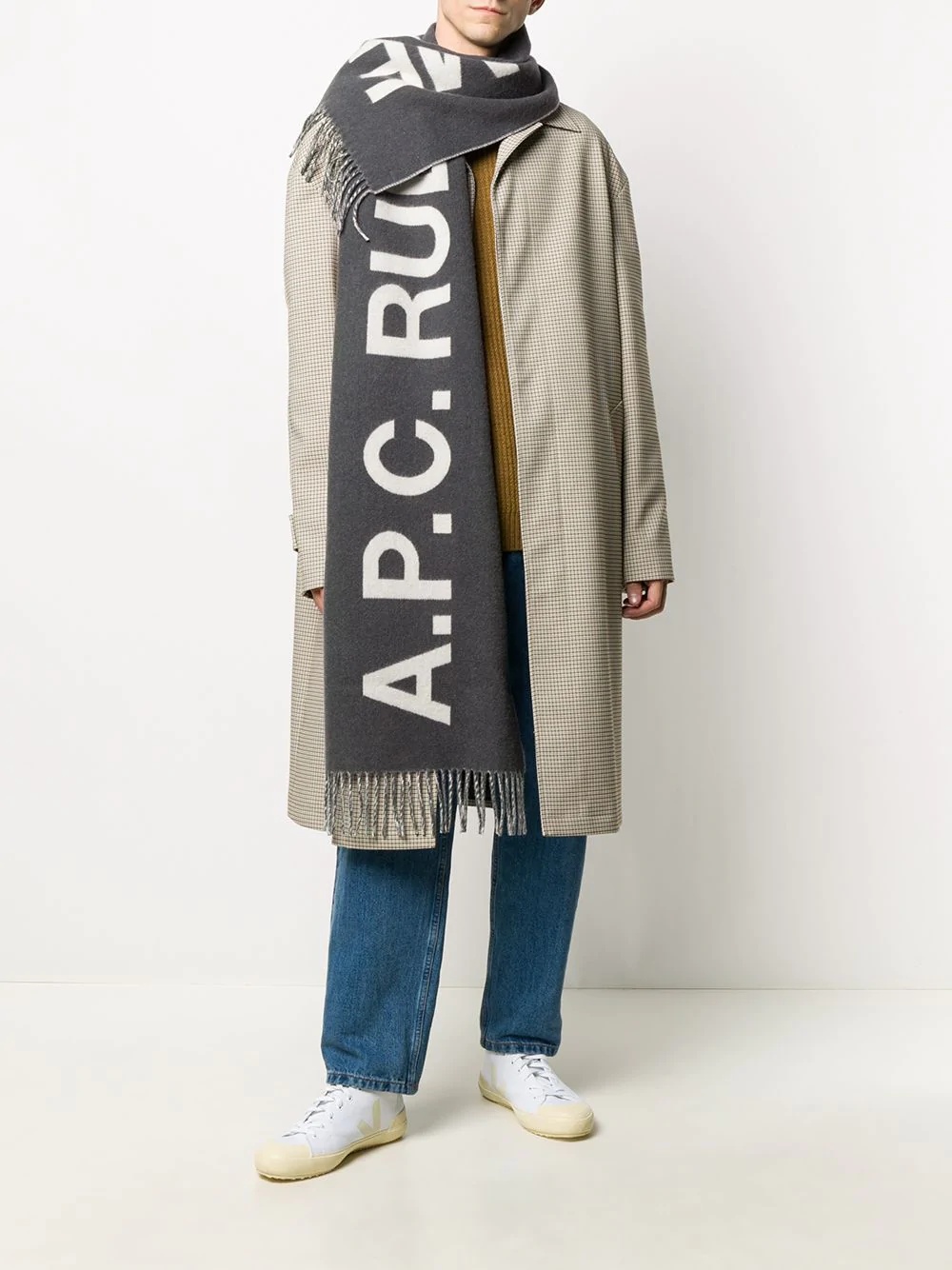 logo embroidered oversized scarf - 2