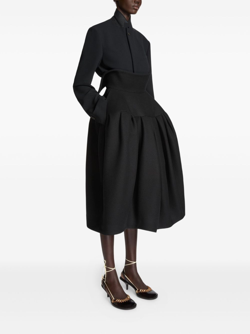 high-waisted puffball midi skirt - 3