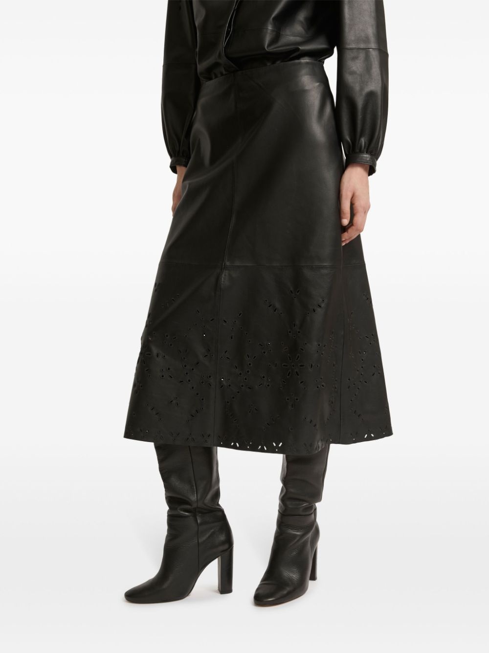 leather midi skirt - 3