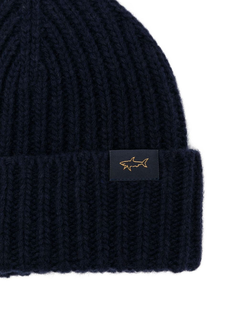 Paul & Shark ribbed wool-blend beanie hat outlook
