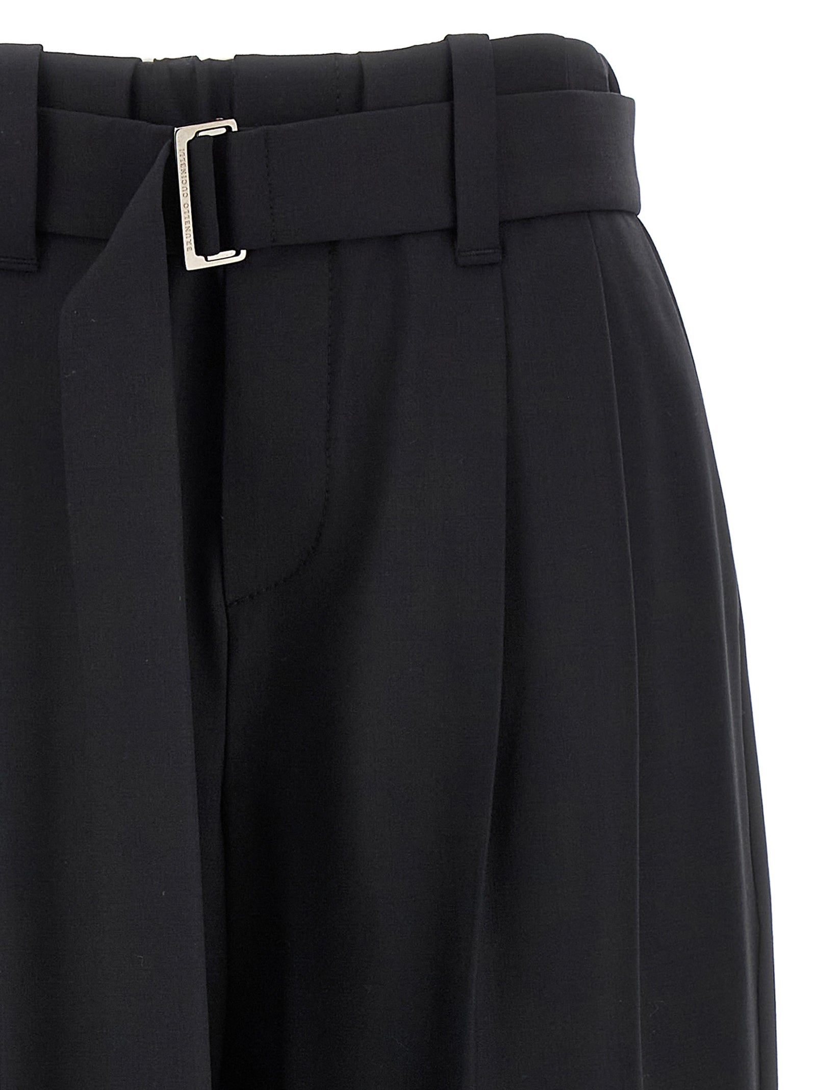 Belt Wool Pants Black - 3