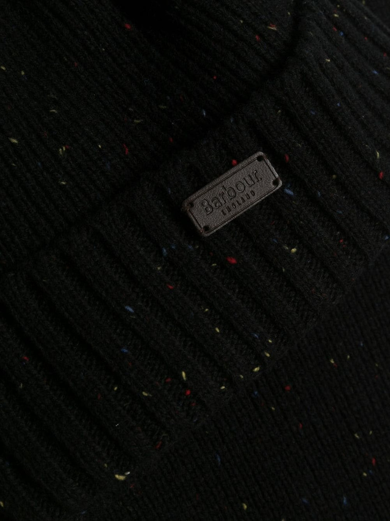 Barbour logo-patch knitted scarf set outlook