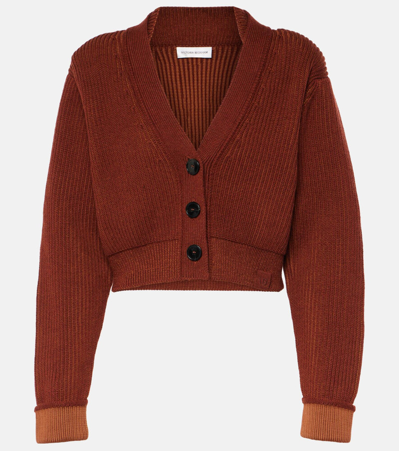 Cropped wool-blend cardigan - 1