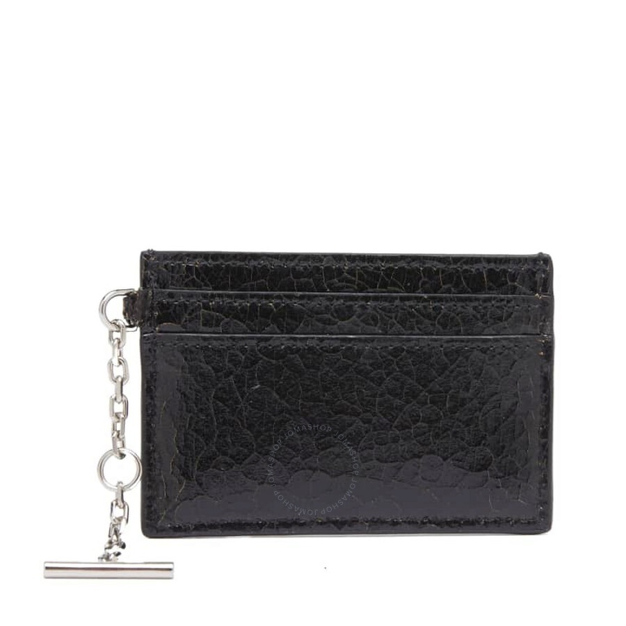 Alexander Mcqueen Black / Caramel / Silver Men's T-Bar Card Holder - 2