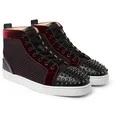 Lou Spikes Orlato Velvet, Raffia and Leather High-Top Sneakers - 9