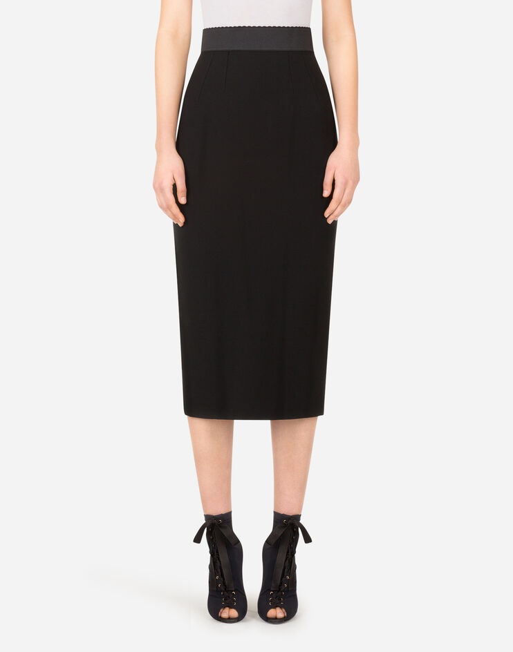 Jersey calf-length pencil skirt - 1