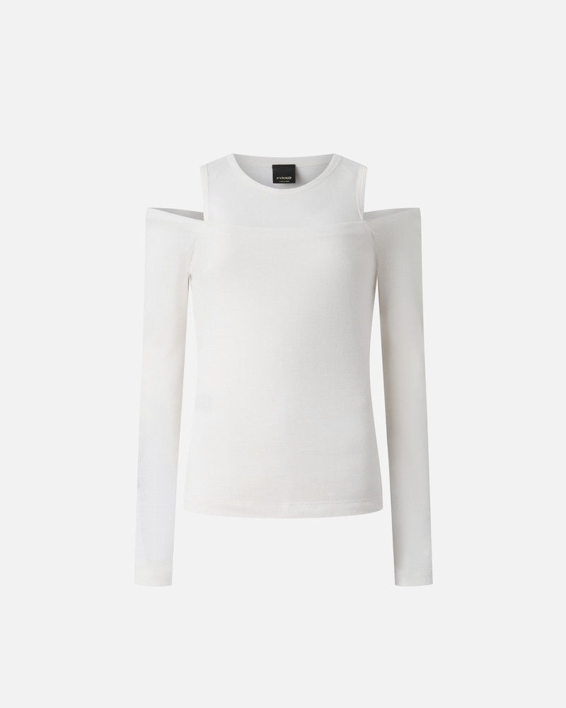 OFF-THE-SHOULDER WOOL BLEND JERSEY TOP 1