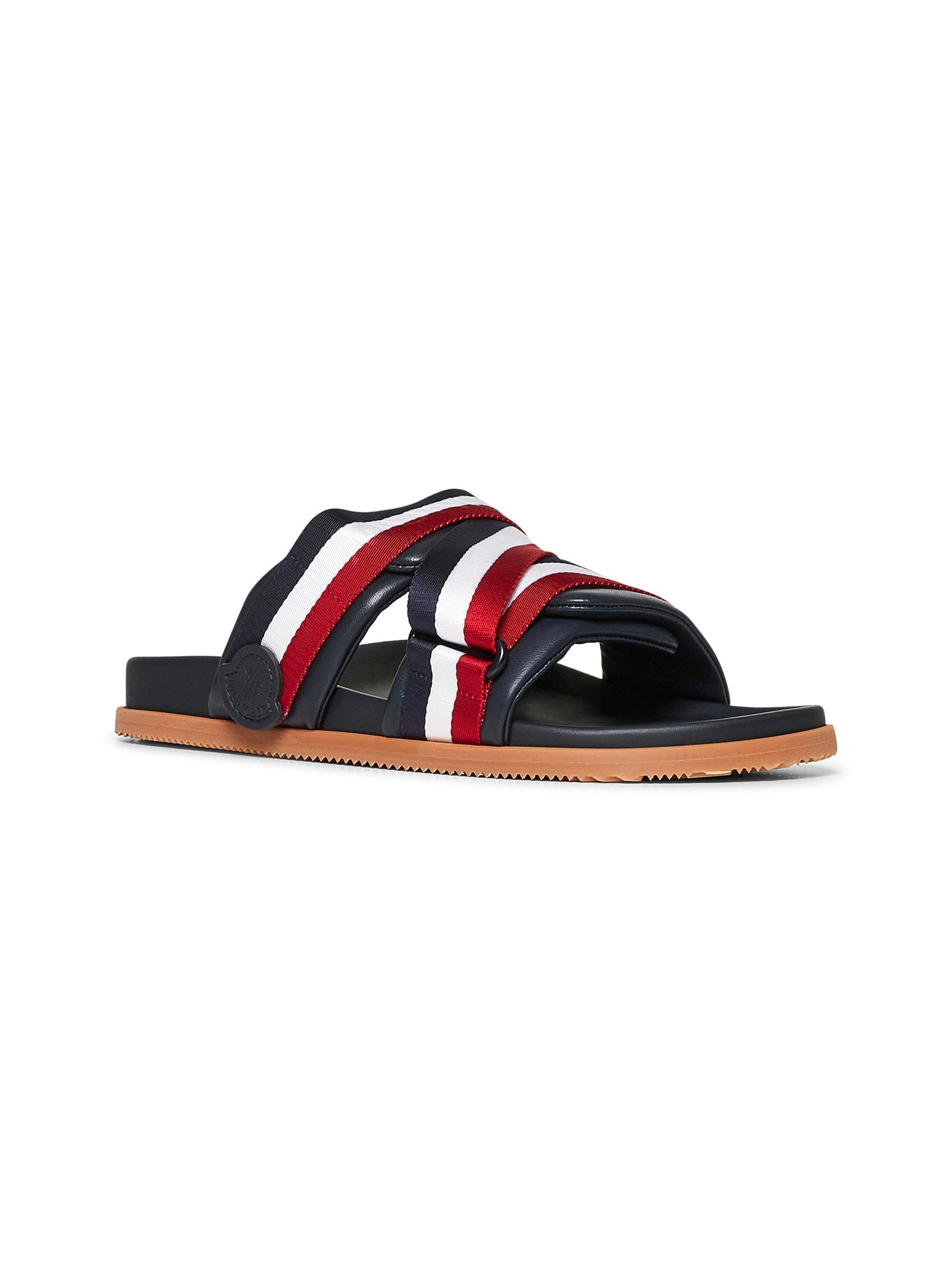 Moncler Men Blue Leather Mon Summer Sliders - 2