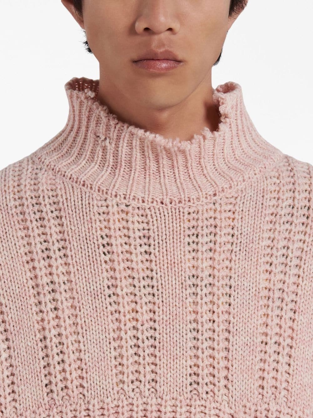 distressed-finish cable-knit jumper - 5