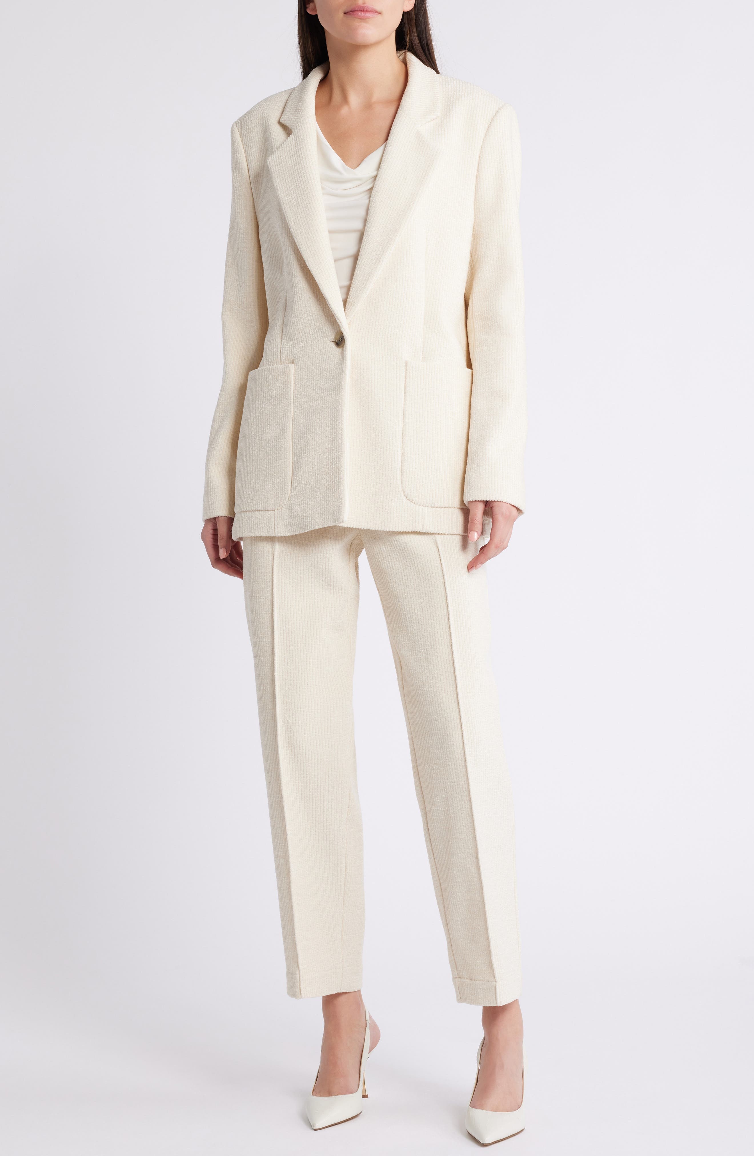 BOSS Janka Ribbed Jacket in Soft Cream at Nordstrom - 4
