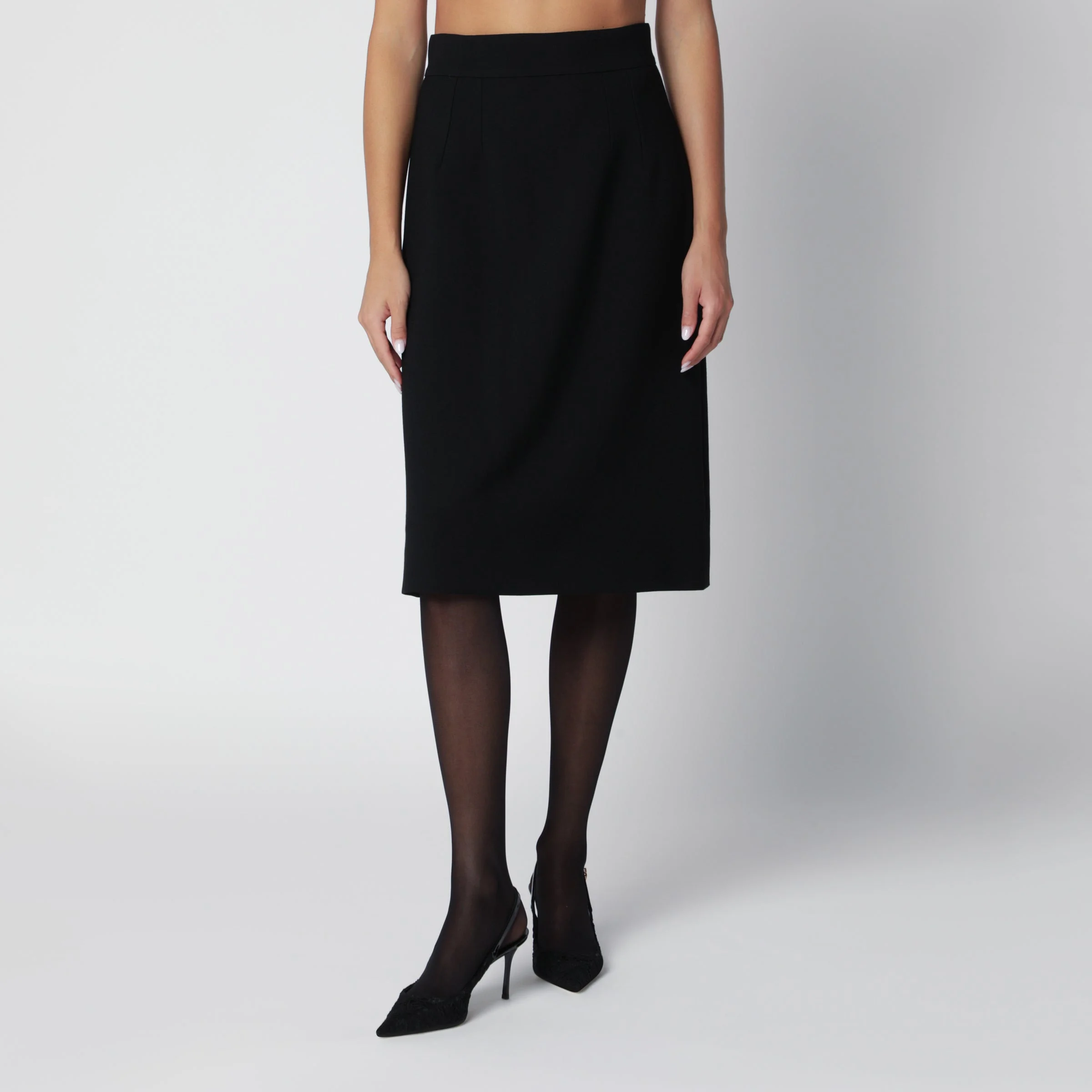 Black skirt in virgin wool - 1