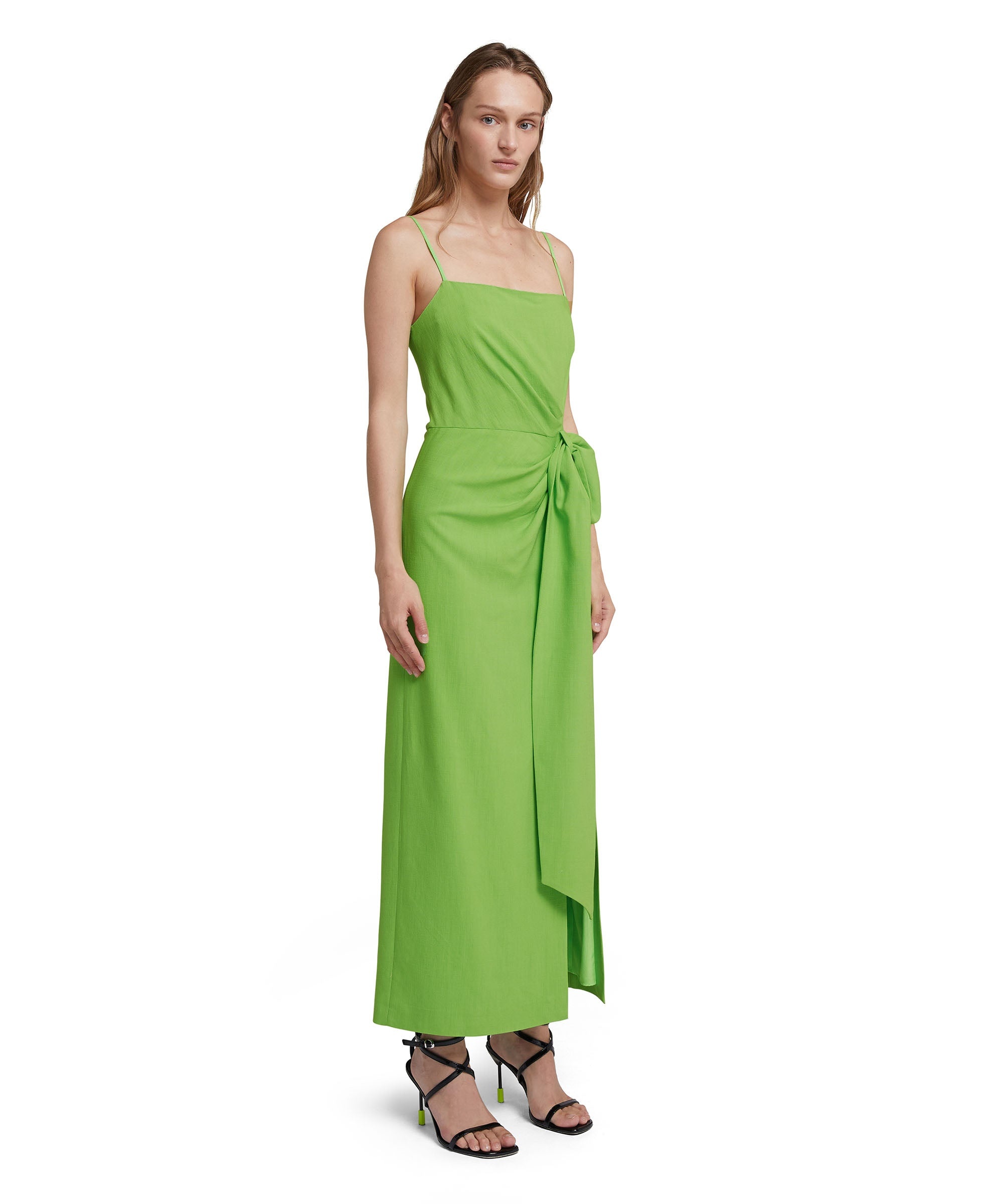 Flamed viscose canvas slip dress with knotted waist - 4