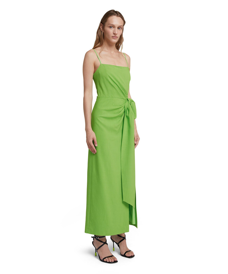 Flamed viscose canvas slip dress with knotted waist 4