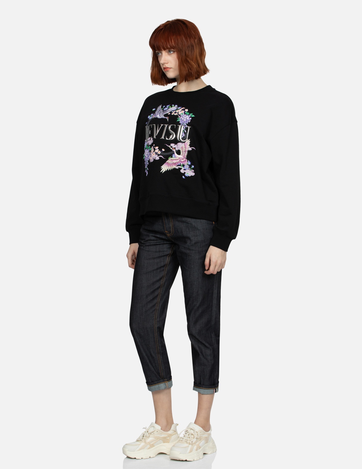 BROCADE INSERTED DAICOCK AND KAMON RELAX FIT JEANS - 4