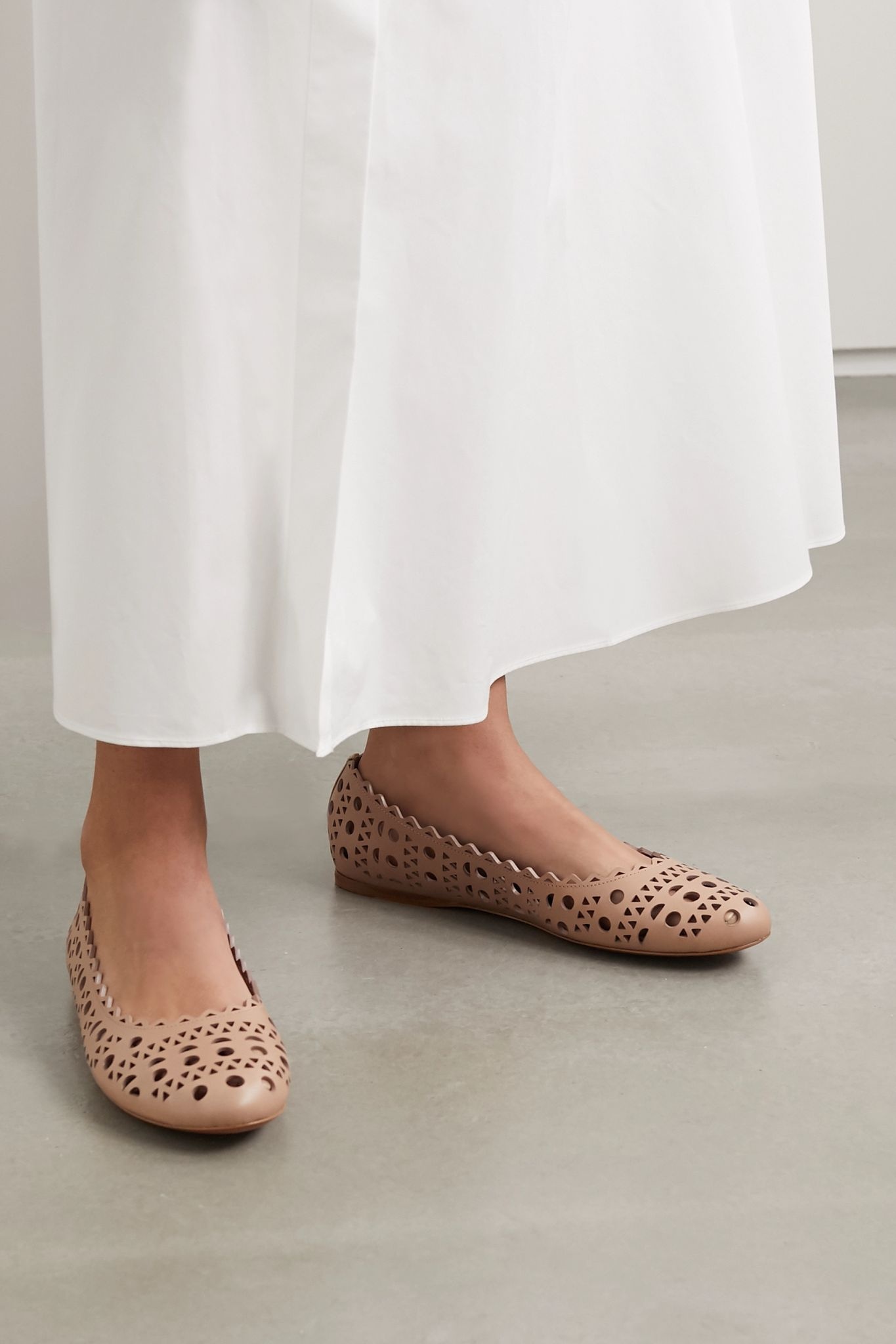 Laser-cut leather ballet flats - 2