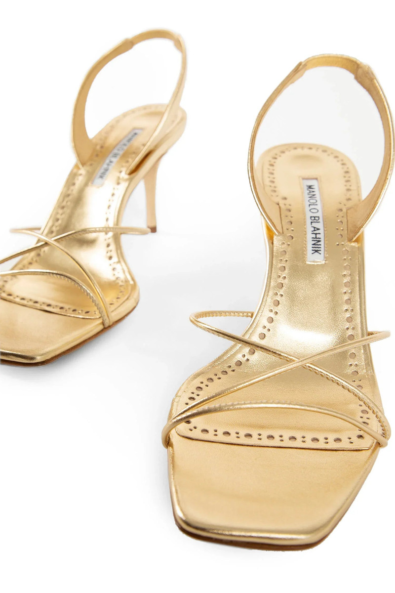 MANOLO BLAHNIK WOMAN GOLD SANDALS 6