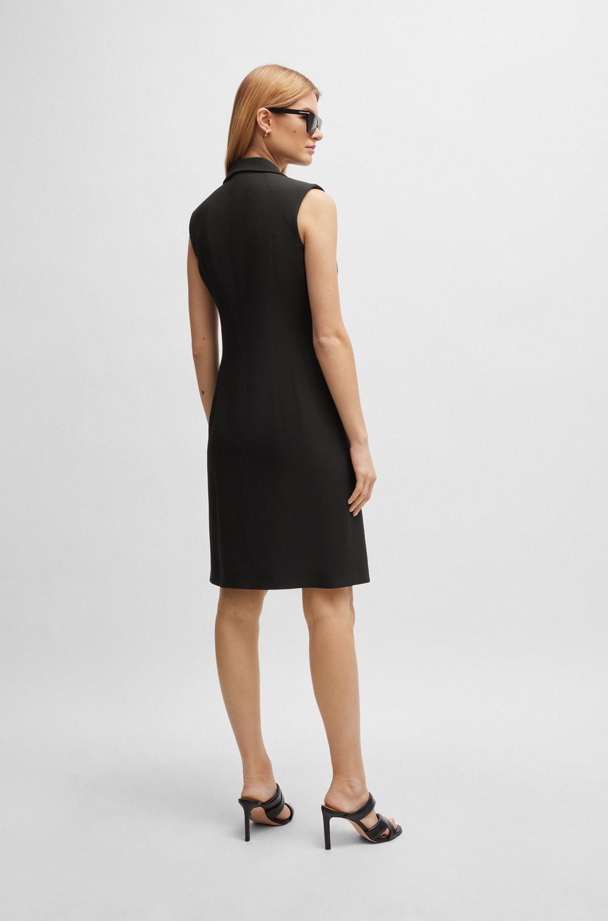 BLAZER-STYLE SLEEVELESS DRESS WITH CONCEALED CLOSURE - 4