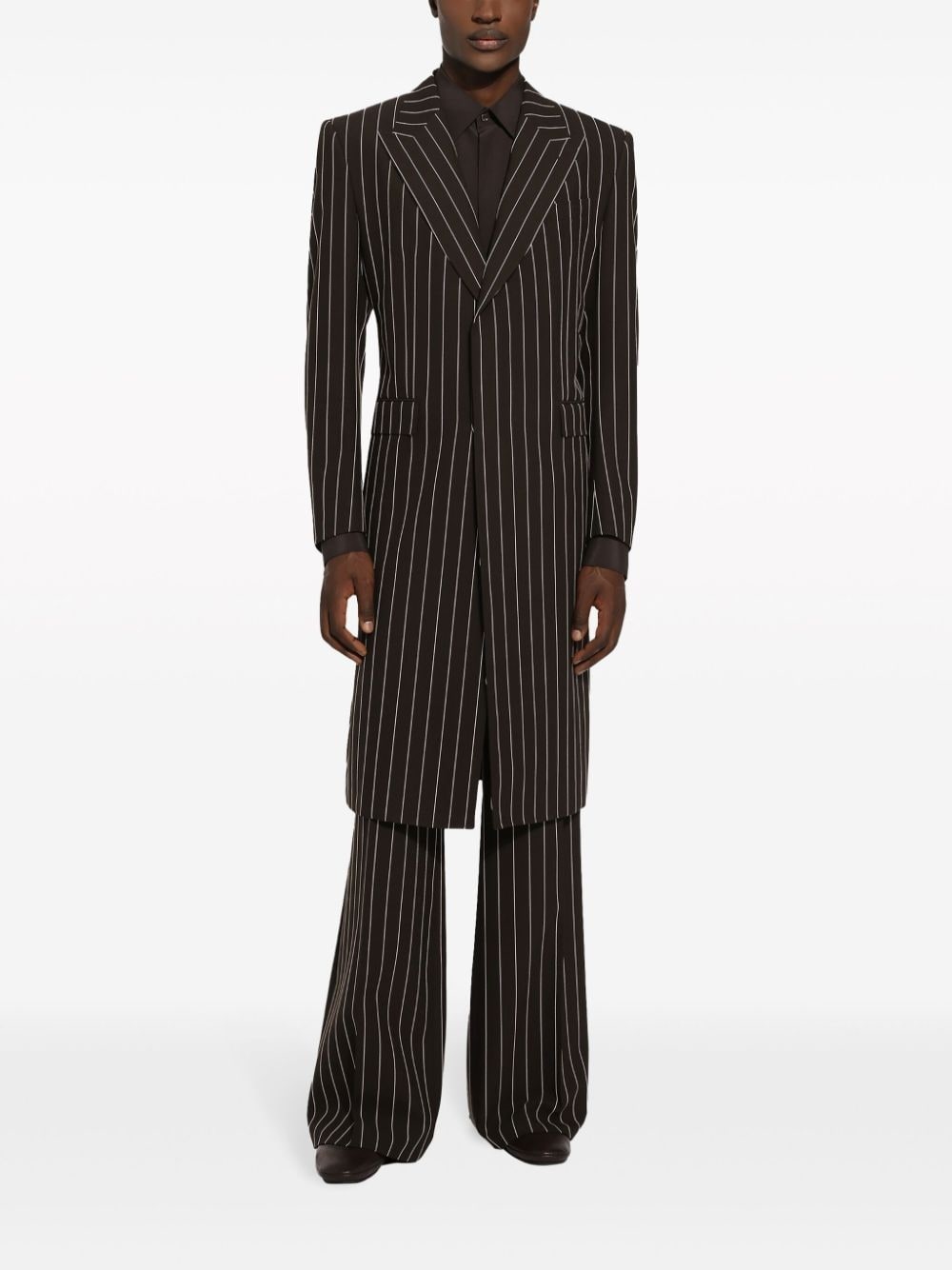 pinstripe virgin wool coat - 3