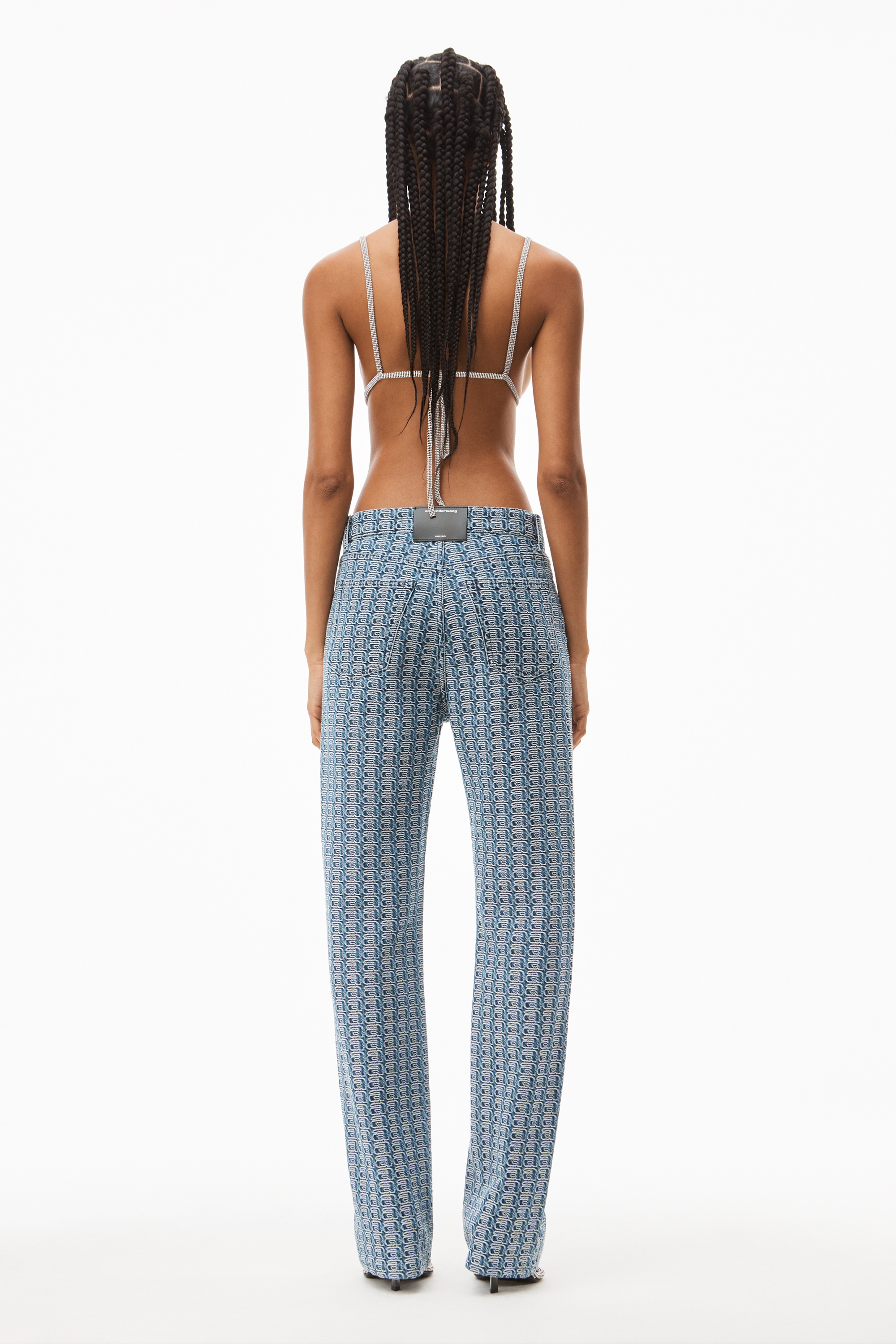 MID RISE JEAN IN LOGO JACQUARD DENIM - 5