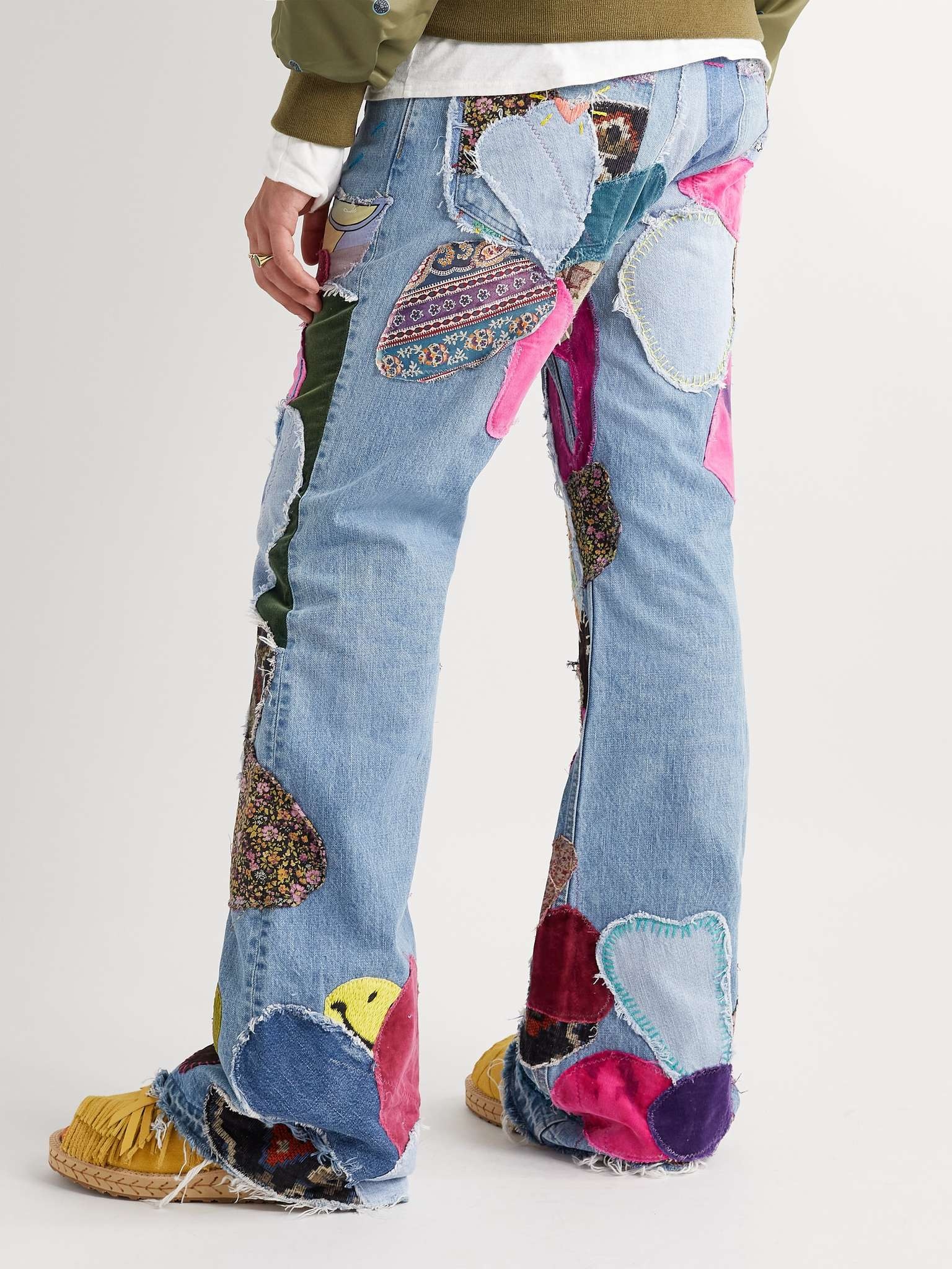 Flared Distressed Embellished Jeans - 4