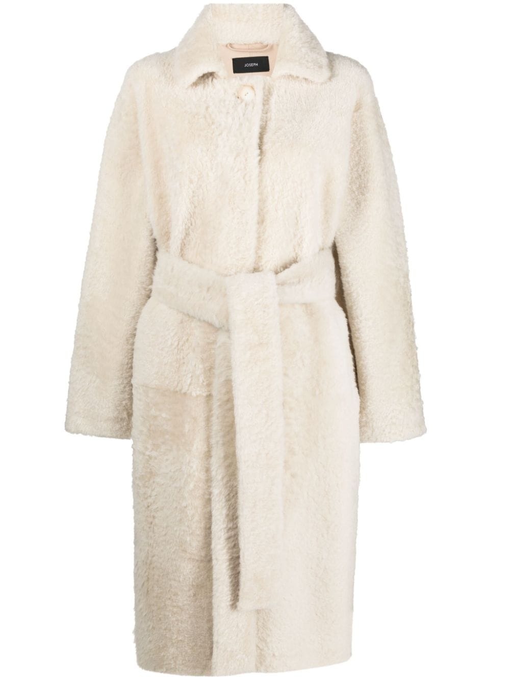 belted shearling coat - 1