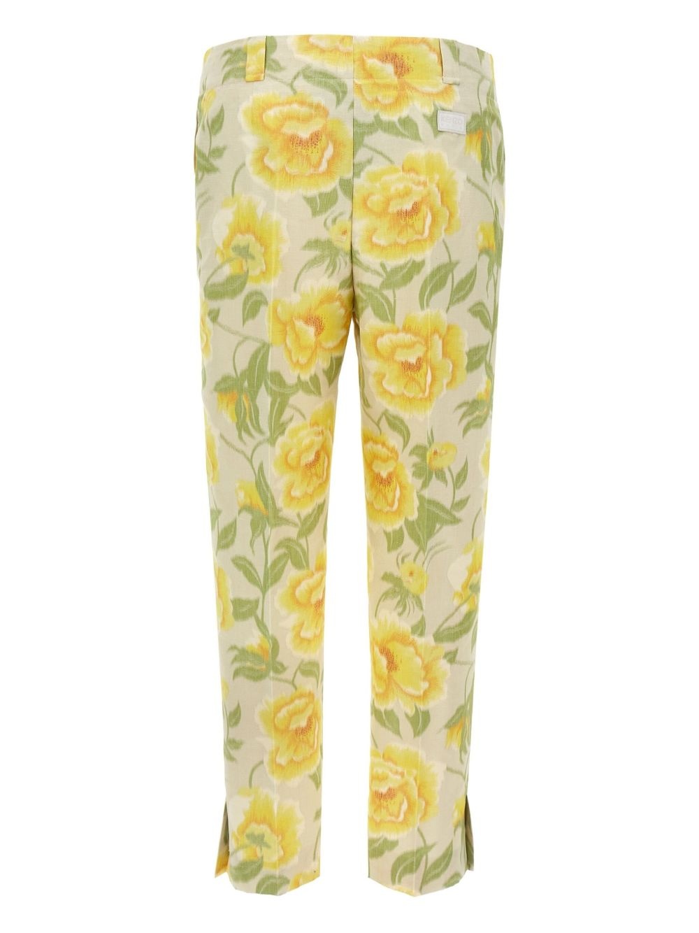 Peonies-print trousers - 2