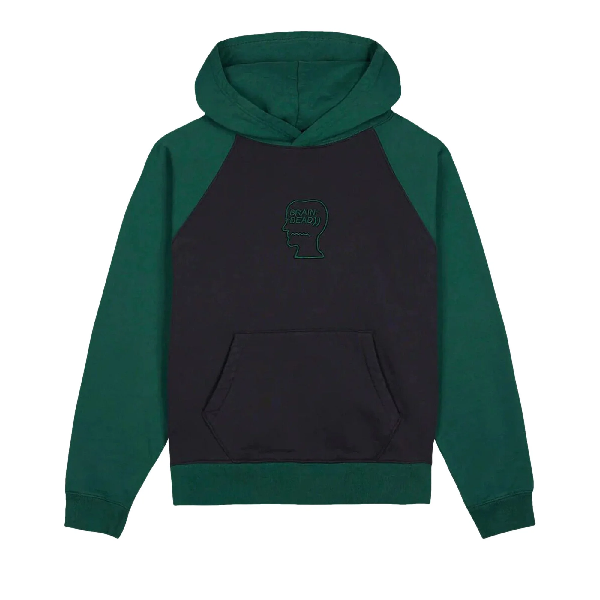 Brain Dead Pigment Wash Logo Head Raglan Hoodie 'Navy' - 1