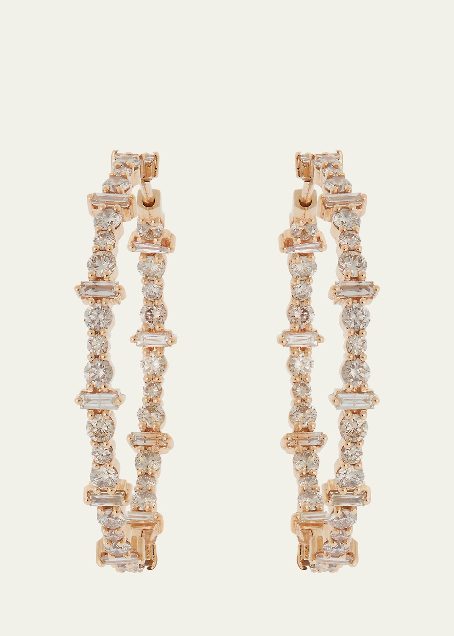 Champagne Diamond Inside Out Hoop Earrings in 18K Yellow Gold - 1
