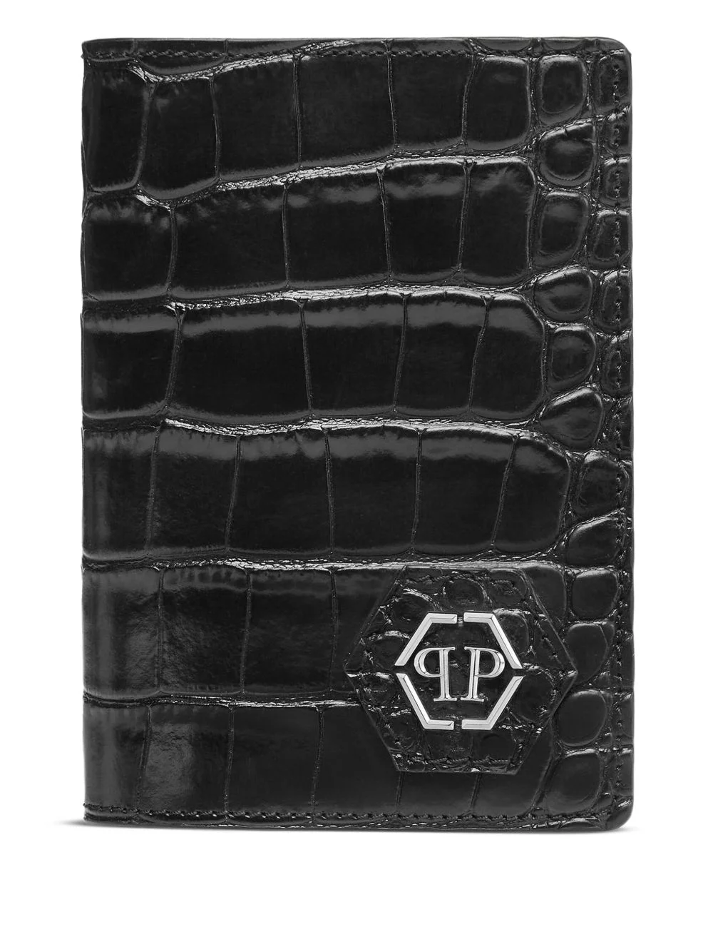 crocodile-print leather passport holder - 1
