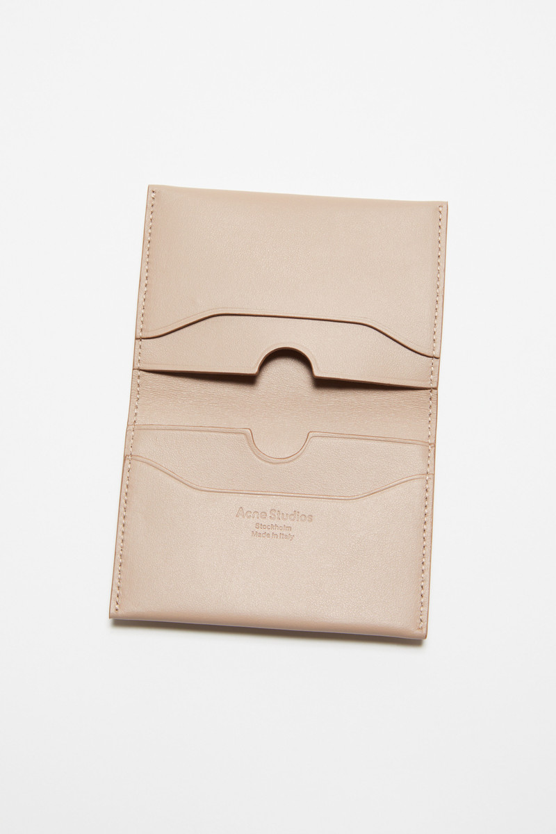 Folded leather wallet - Taupe beige 5