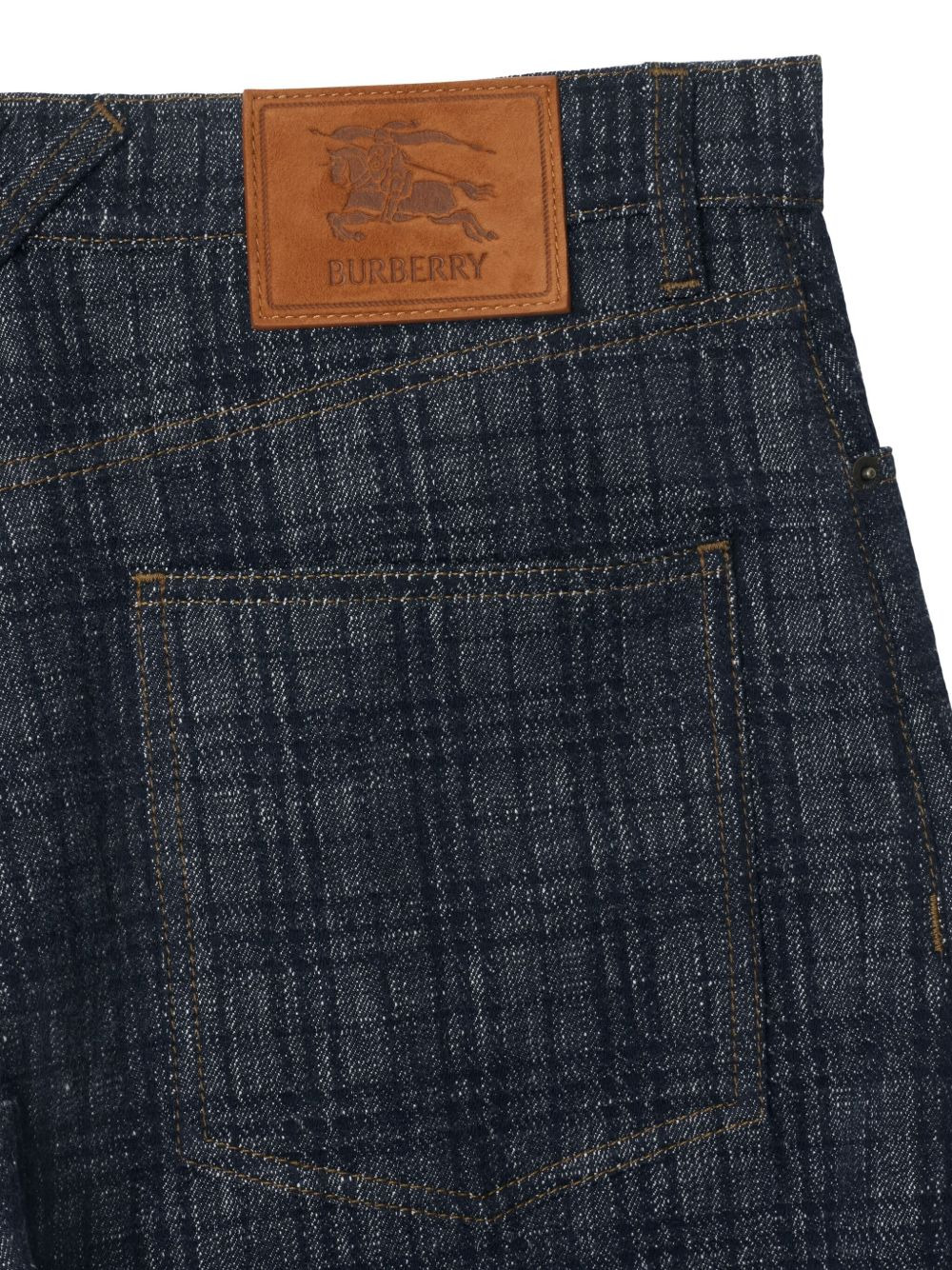 check denim shorts - 5