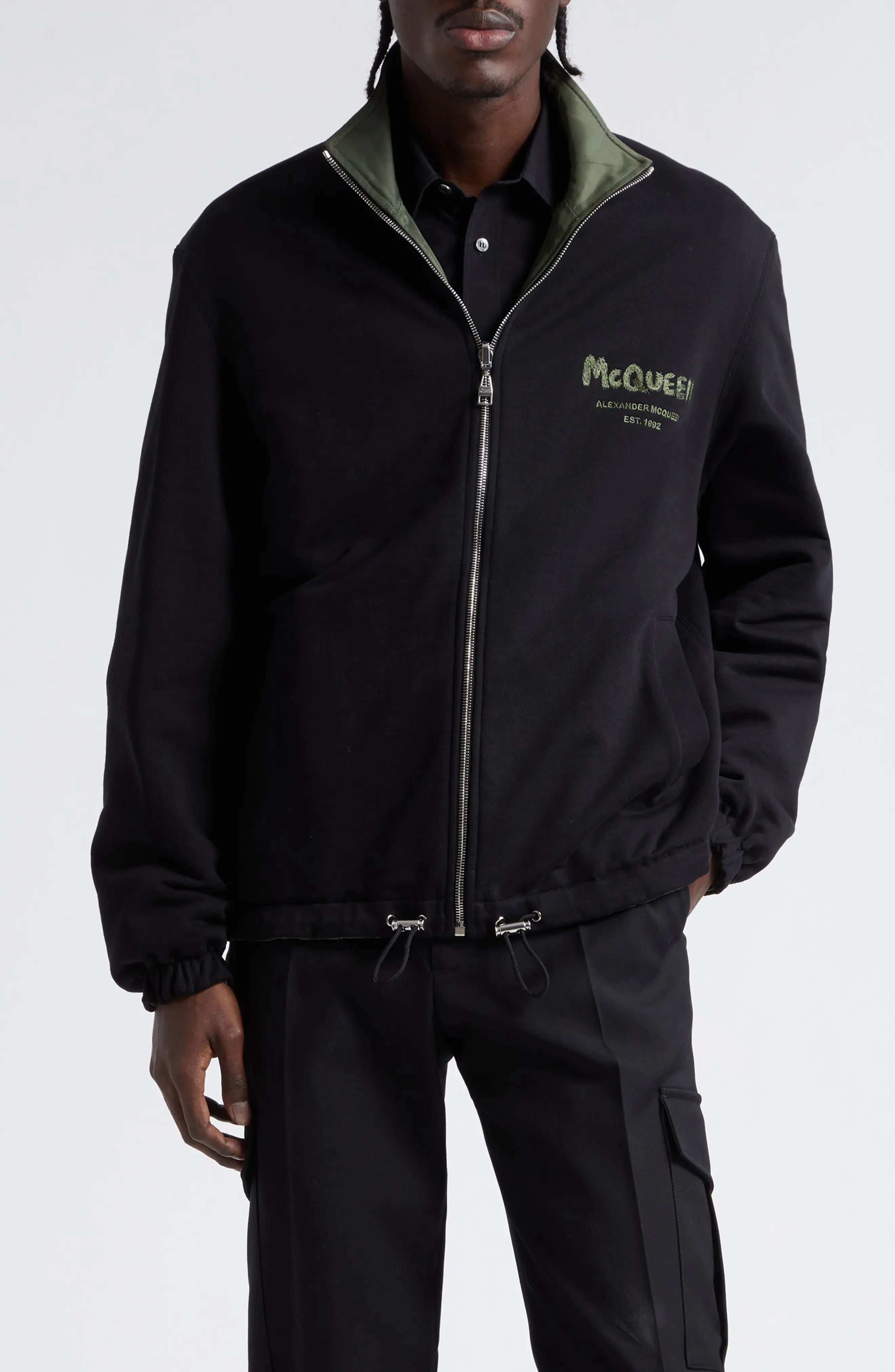 ジャケット ALEXANDER MCQUEEN COTTON JACKET Alexander McQueen Graffiti Logo Reversible Cotton Jacket in