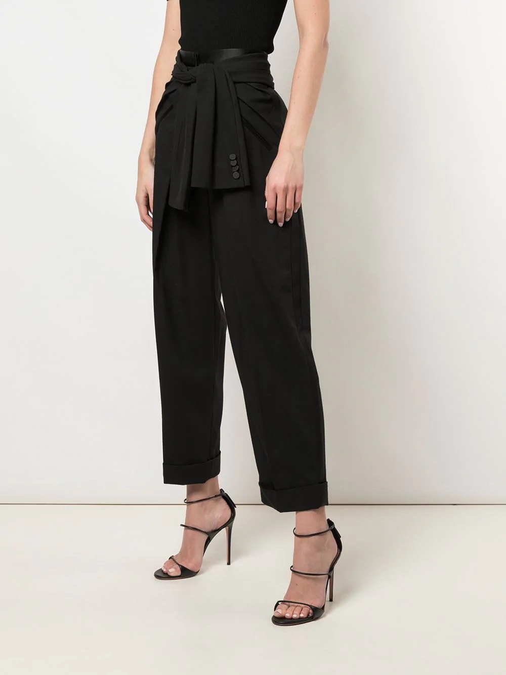 deconstructed tie-waist tuxedo trousers - 3