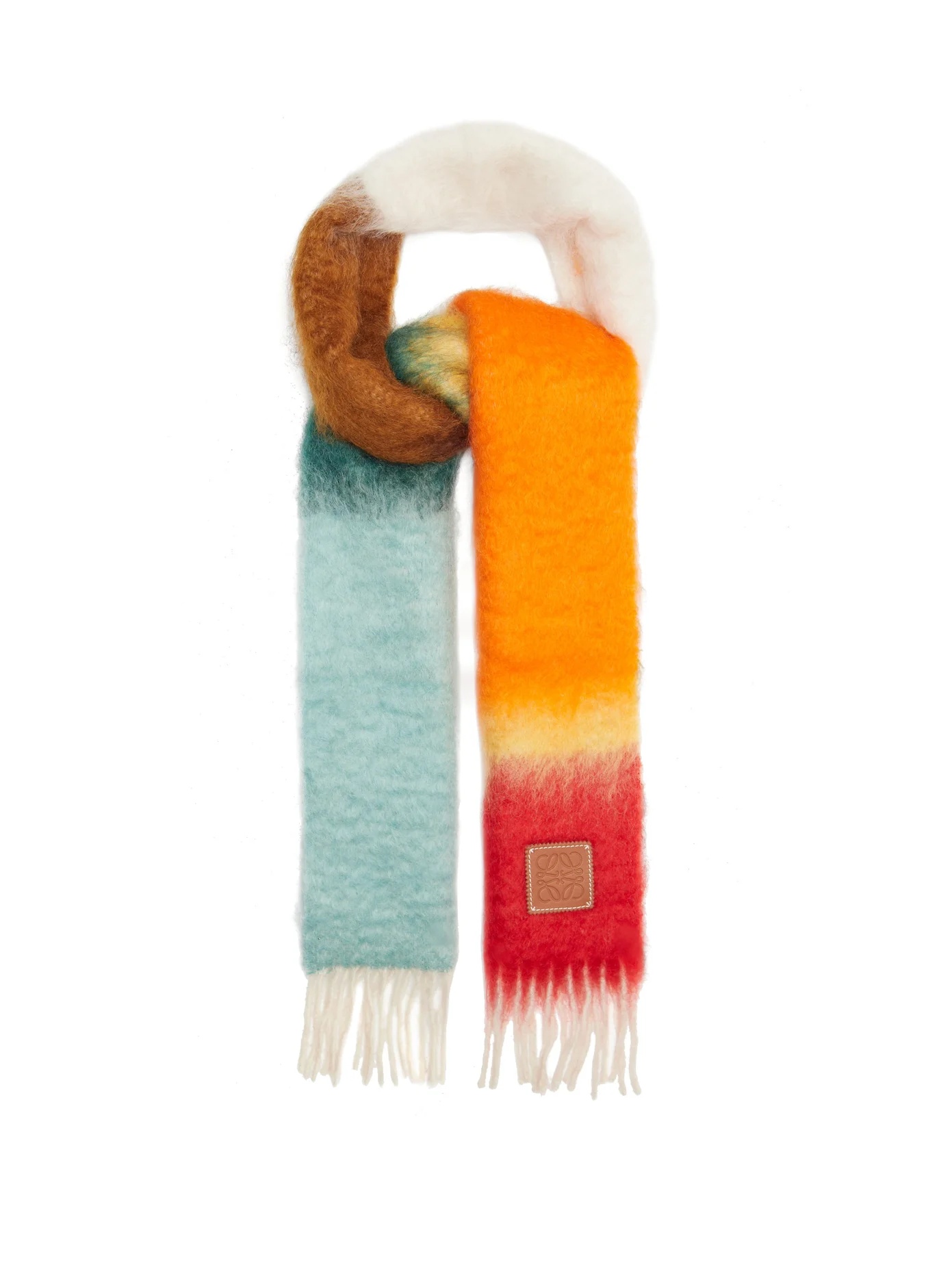 Logo-tab gradient fringed scarf - 1