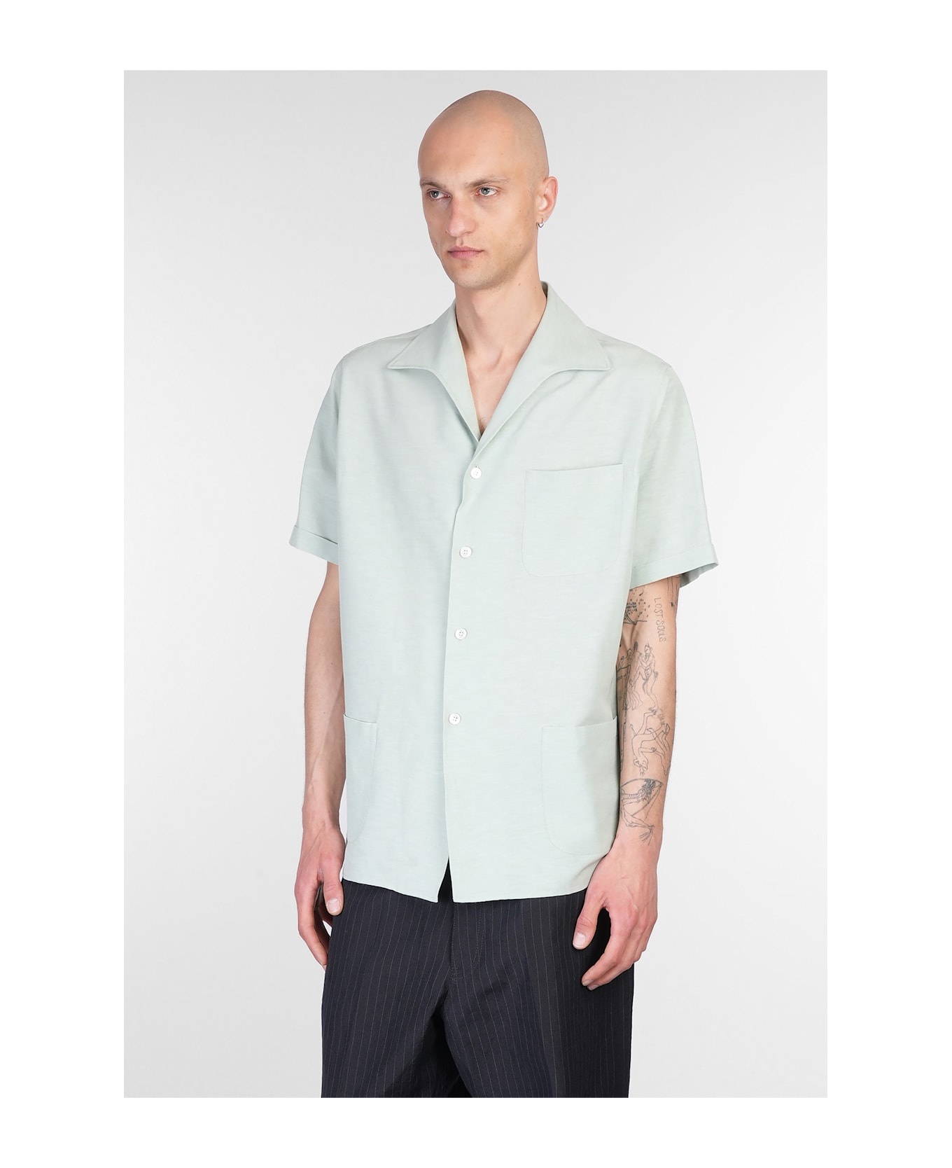 Shirt In Green Linen - 4