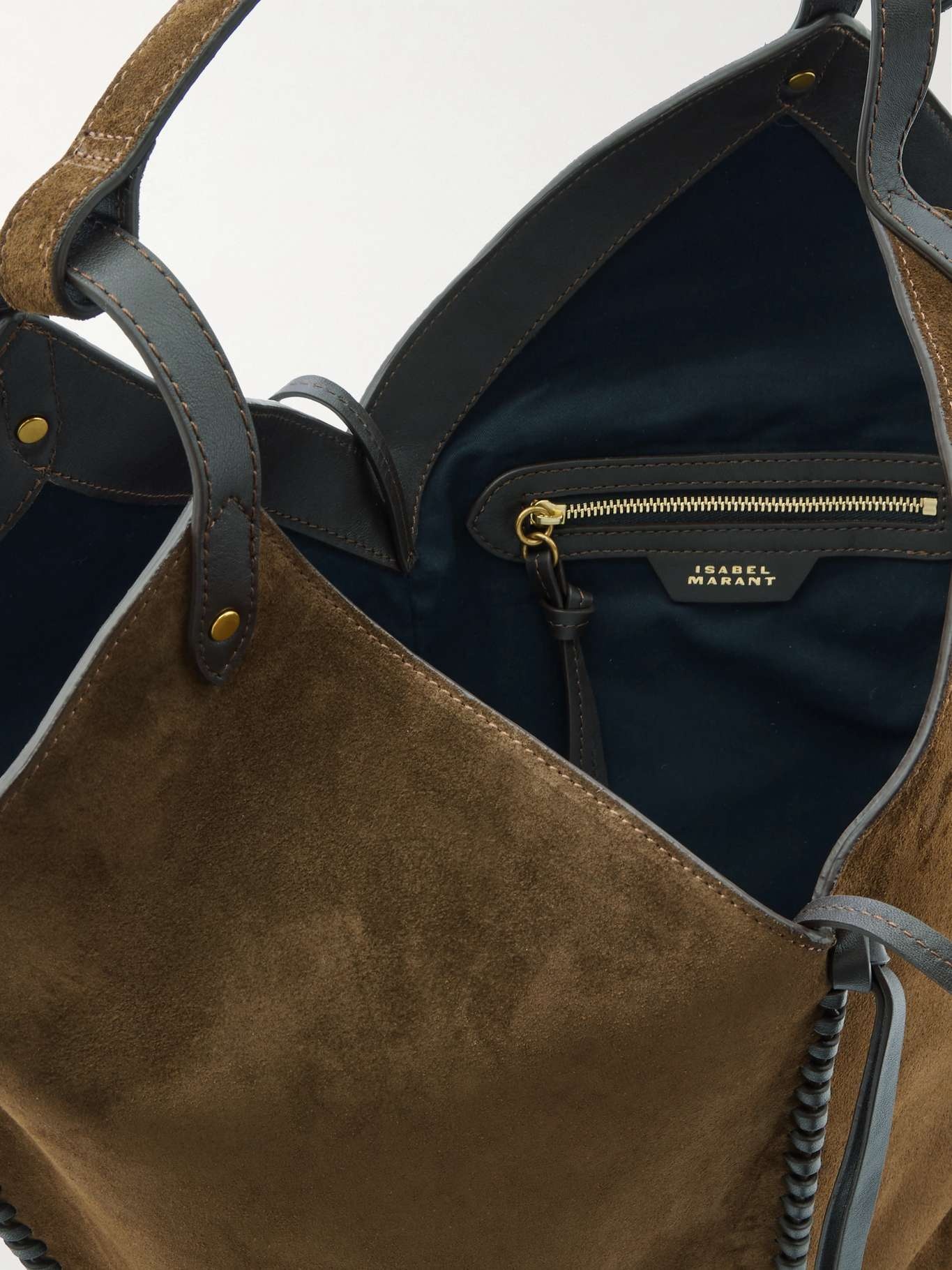 Tampa leather-trimmed suede tote Brown - 5