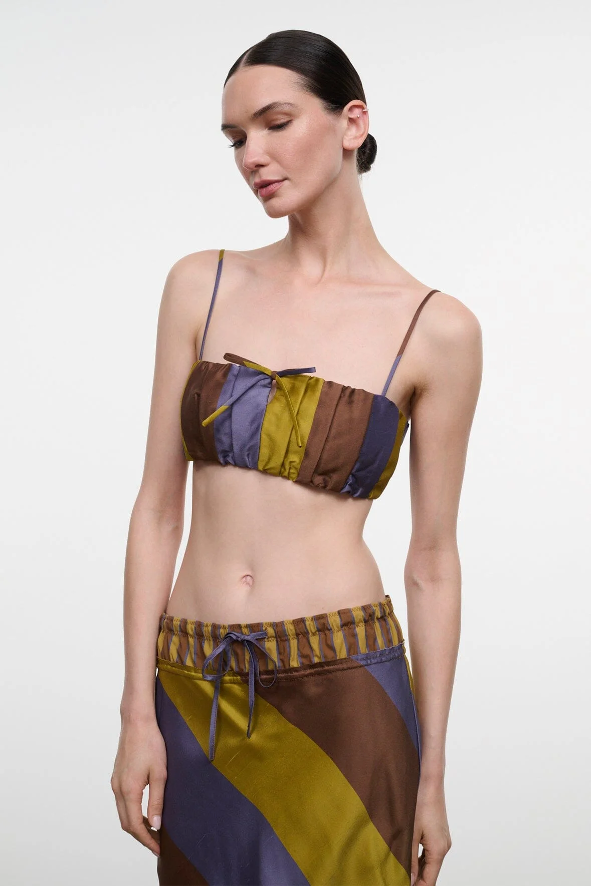 STAUD SADE SILK TOP SIENNA STRIPE - 1