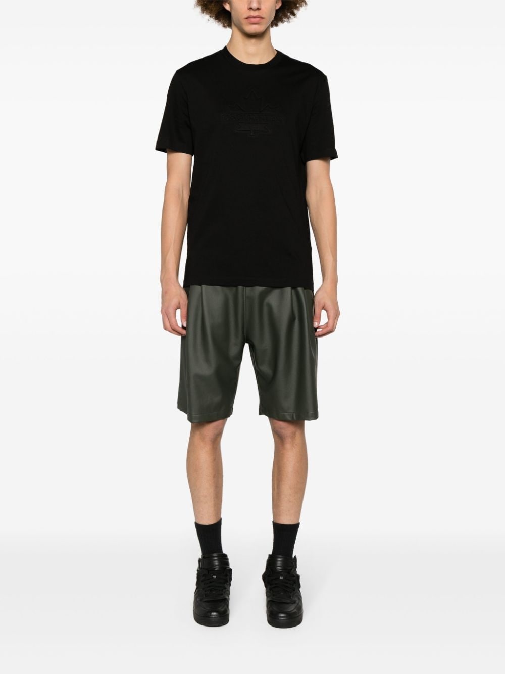 logo-embossed cotton T-shirt - 2