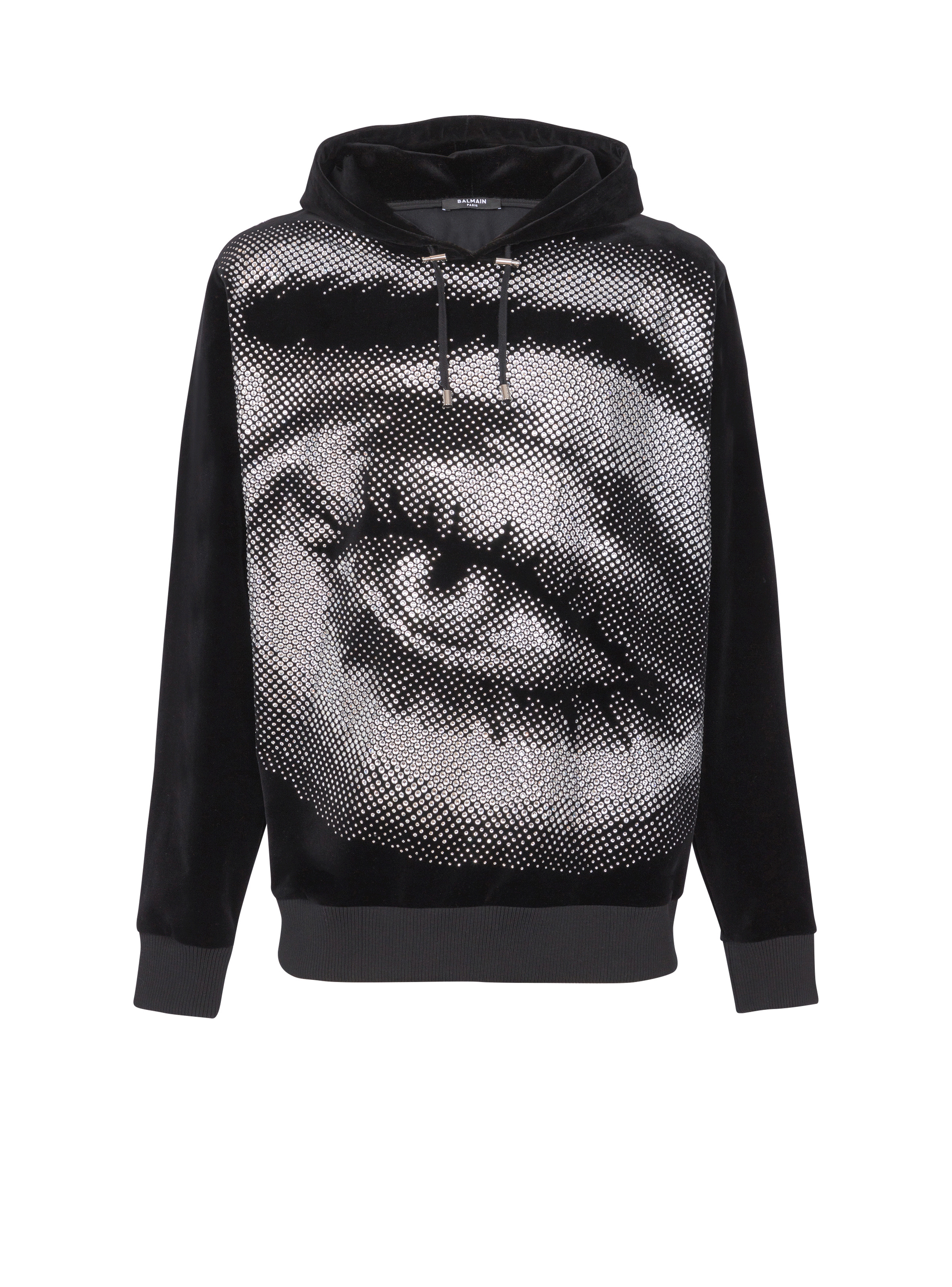Velvet Balmain hoodie with crystals in an Eye motif - 1