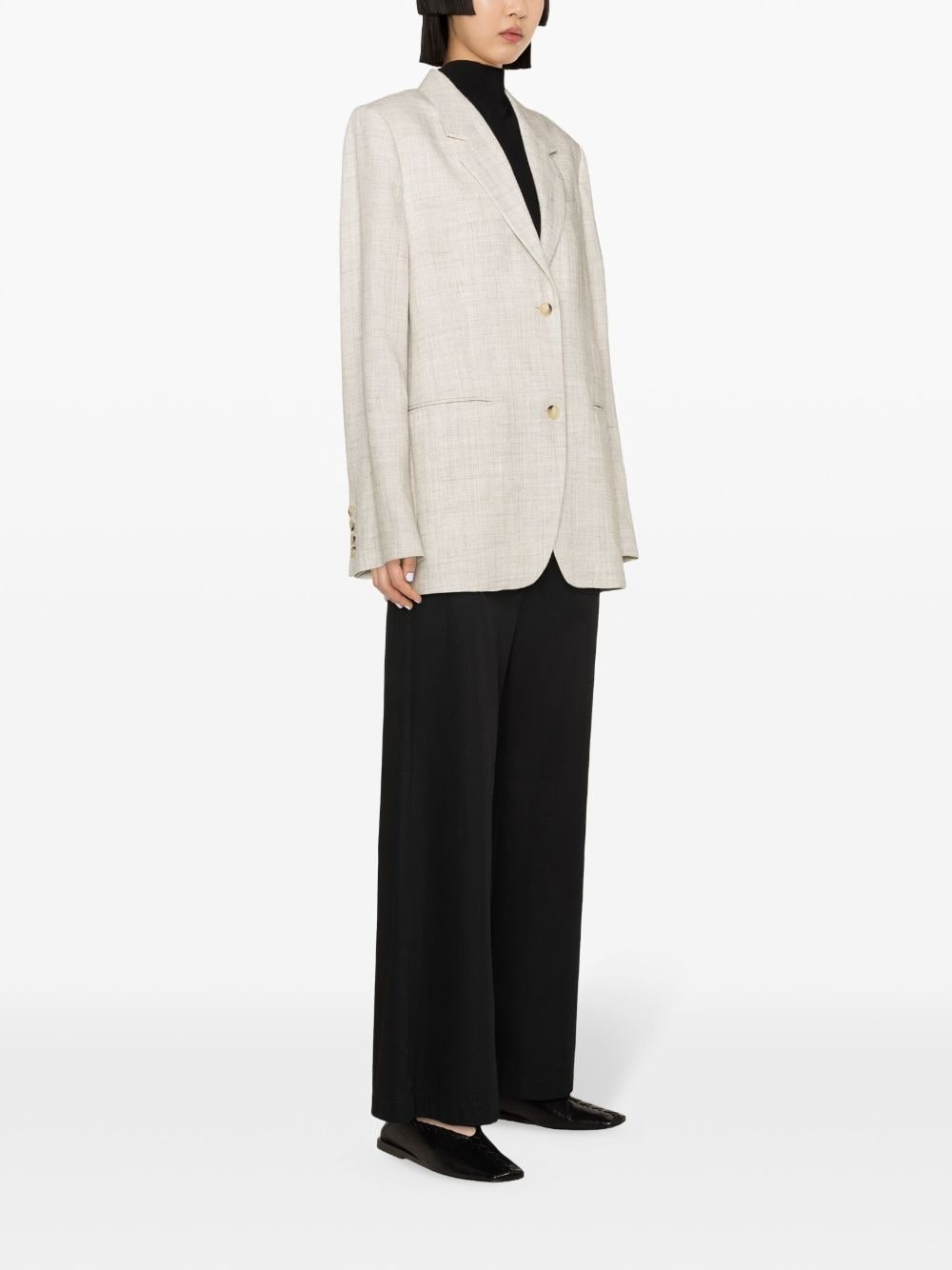 single-breasted twill blazer - 3