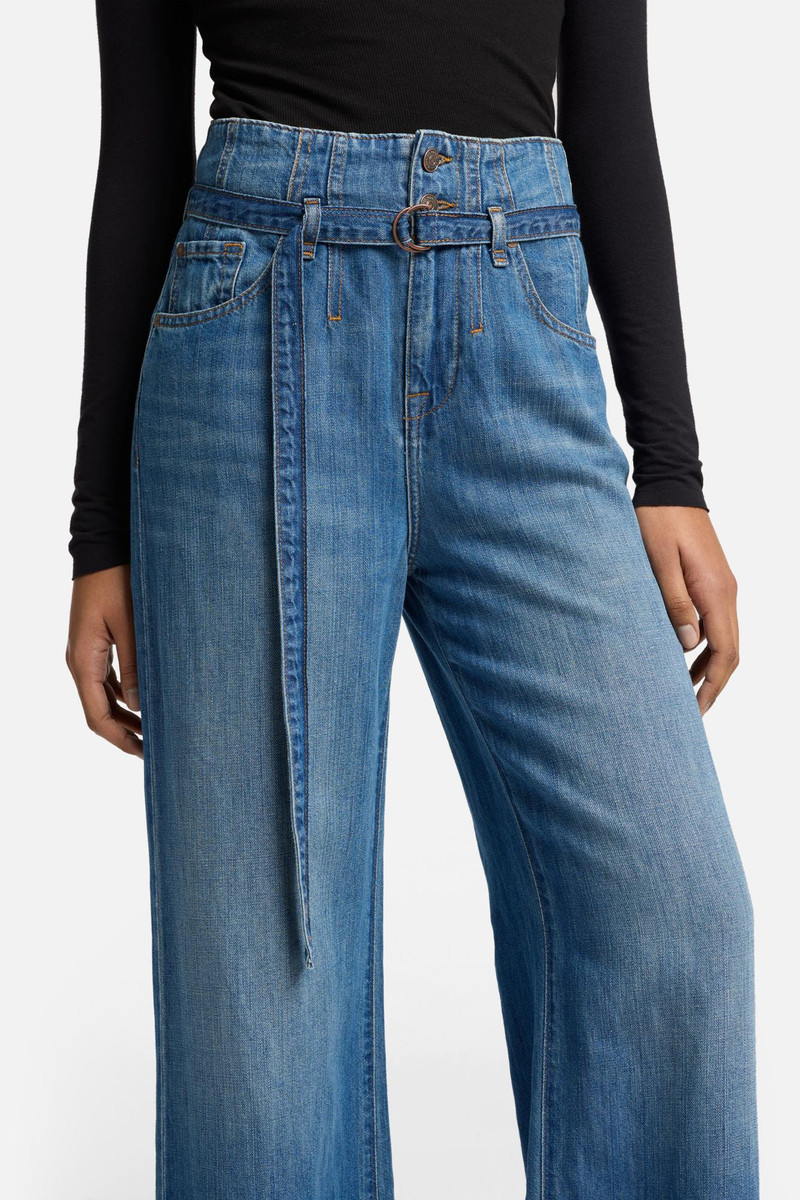 BELTED WIDE LEG In Indigo Linen 7