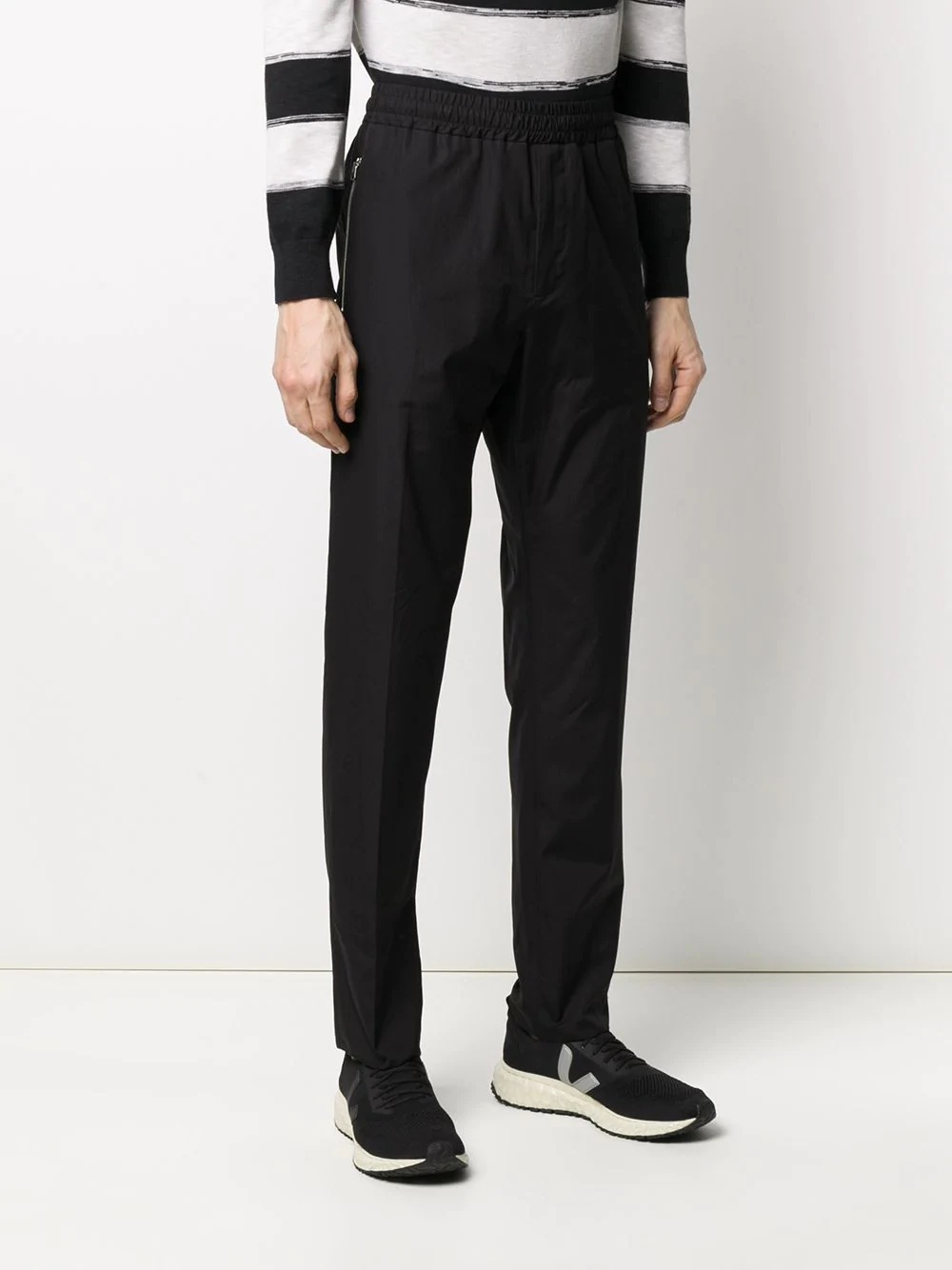 elasticated waist slim trousers - 6